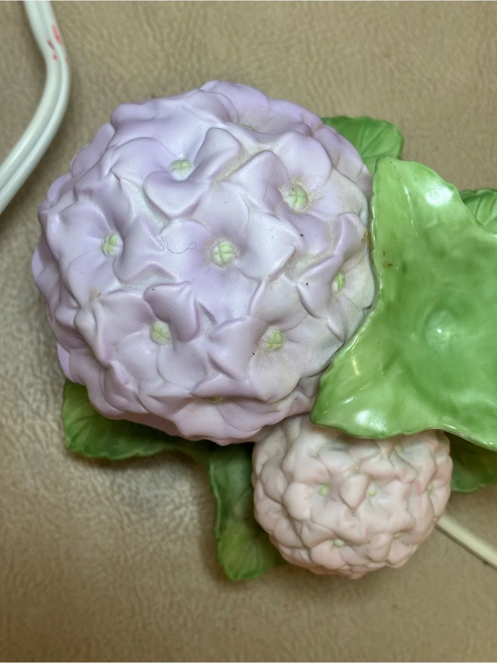Vtg Avon Porcelain Hydrangea Flower Night Light Oil Diffuser Purple Pink Lot 2